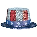 Amscan Top Hat With Glitter, 4.5 x 9.75 x 11, Red/Silver/Blue, 3/Pack (255569)