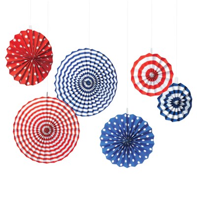 Amscan Patriotic Fan Decorations, Red/White/Blue, 2/Pack (290506)