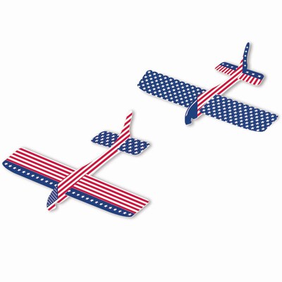 Amscan Patriotic Gliders, 7.875 x 8.875, Red/White/Blue, 2/Pack, 12 Per Pack (393869)