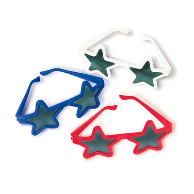 Amscan Child Star Sunglasses, 5.75 x 9.5, Red/White/Blue, 4/Pack, 12 Per Pack (394523)