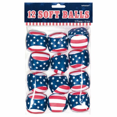 Amscan Patriotic Soft Balls, 1.75, Red/White/Blue, 3/Pack, 12 Per Pack (399620)
