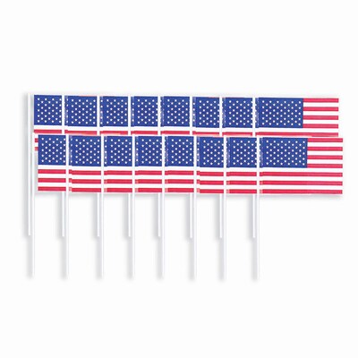 Amscan Patriotic Flag Pick, 2.5, Red/White/Blue, 4/Pack, 120 Per Pack (403702)