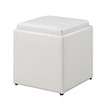 Convenience Concepts Inc. Designs4Comfort Ottomans Faux Leather Ottoman with Stool in White (143629W)