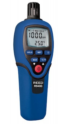 REED R9400 Carbon Monoxide Meter with Temperature, 1000ppm, -4 to 158degF (-20 to 70degC)