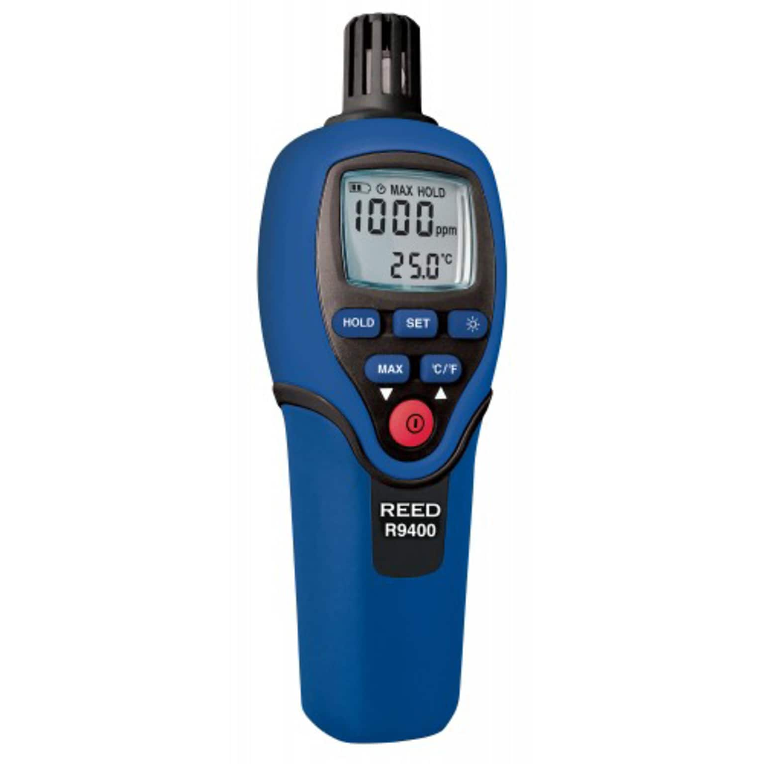 REED R9400 Carbon Monoxide Meter with Temperature, 1000ppm, -4 to 158degF (-20 to 70degC)