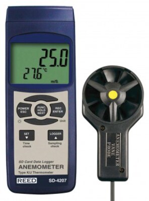 REED SD-4207 SD Series Vane Thermo-Anemometer, Datalogger, w/ Temperature (SD-4207)