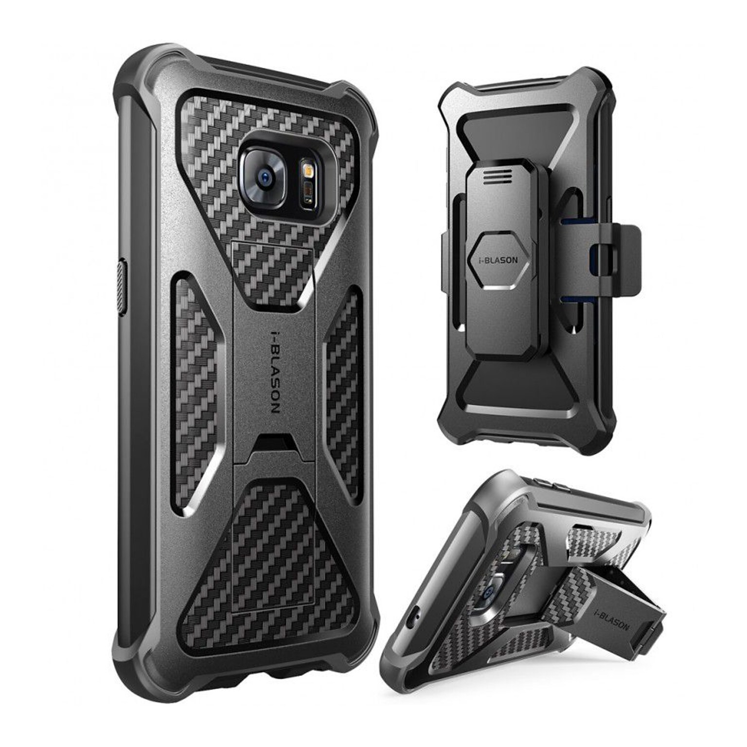 i-Blason Prime Series Kickstand Case with Belt Clip Holster for Samsung Galaxy S7 Edge - Black