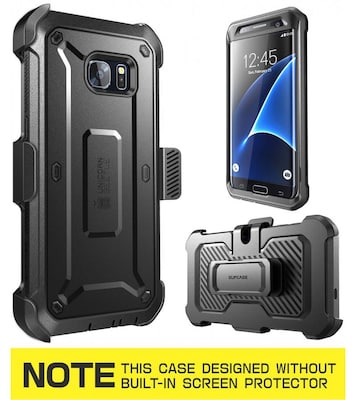 SUPCASE Unicorn Beetle Pro Series Fullbody Protection Case with Screen Protector & Holster for Samsung Galaxy S7 Edge, Black