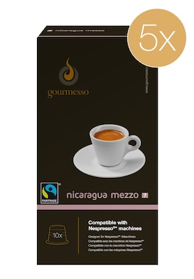 Gourmesso Coffee, Nicaragua Mezzo 5pack, 50 Nespresso compatible s (41404)