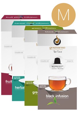Gourmesso Coffee, Tea Bundle - Medium, 80 Nespresso compatible tea capsules (20200)