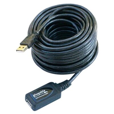 Plugable® 16 USB 2.0 Active Extension Cable, Male/Female, Black (USB2-5M)