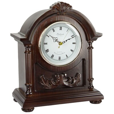 Bedford Mantel Clock with Chimes; Solid Wood Dark/Hardwood (bed-0183)