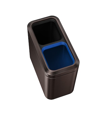 simplehuman Stainless Steel and Plastic Slim Open Recycling Container, 5.3 Gal., Dark Bronze (CW2037)
