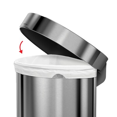 simplehuman Semi-Round Sensor Trash Can with Liner Pocket, Brushed Stainless Steel, 12 Gallon (ST2009)
