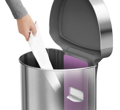 simplehuman Semi-Round Sensor Trash Can with Liner Pocket, Brushed Stainless Steel, 12 Gallon (ST2009)
