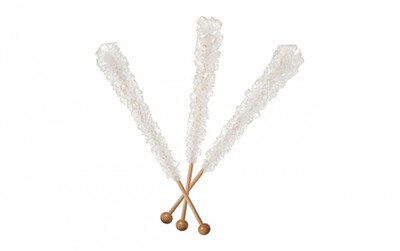 Clear White Rock Candy Sticks, 12 Count
