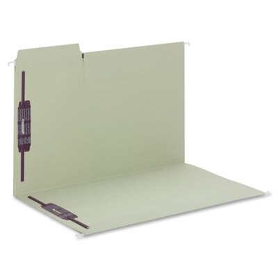 Smead FasTab Hanging Fastener Folder with Two SafeSHIELD Fasteners, 1/3-Cut Built in Tab, Legal Size, Moss, 18 per Box, (65170)