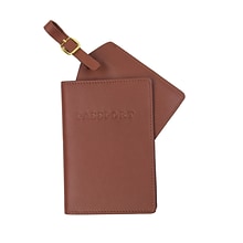 Royce Leather Luxury Travel Gift Set: RFID Blocking Passport Jacket with Matching Luggage Tag (GIFT-