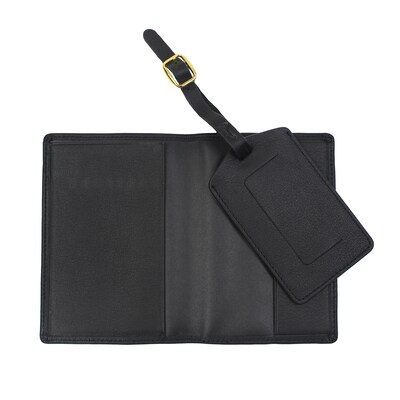 Royce Leather Luxury Travel Gift Set: RFID Blocking Passport Jacket with Matching Luggage Tag (GIFT-SET-TRAVEL)