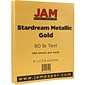 JAM Paper Metallic Colored Paper, 32 lbs., 8.5" x 11", Gold Stardream, 100 Sheets/Pack (173SD8511GO120)