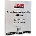 JAM Paper Metallic Colored 8.5 x 11 Paper, 32 lbs., Silver Stardream, 25 Sheets/Pack (173SD8511SI1