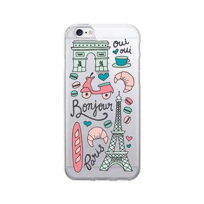 OTM  Prints Clear Phone Case, Bonjour Paris Pink Mint, iPhone 7/7S (OP-IP7V1CG-A02-11)
