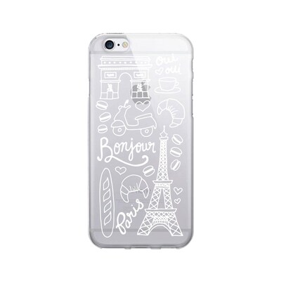 OTM  Prints Clear Phone Case, Bonjour Paris White, iPhone 7/7S (OP-IP7V1CG-A02-12)