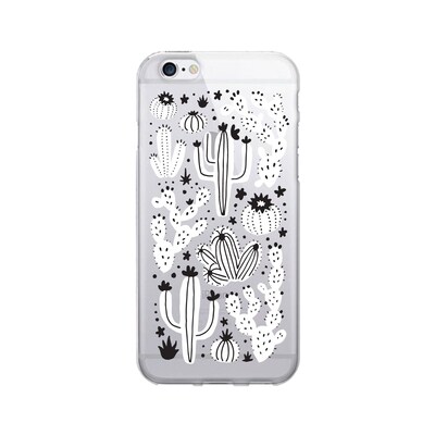 OTM  Prints Clear Phone Case, Desert Cacti Black & White, iPhone 7/7S (OP-IP7V1CG-A02-21)