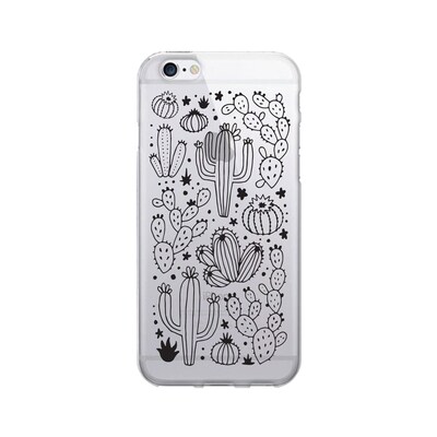 OTM  Prints Clear Phone Case, Desert Cacti Outlined Black, iPhone 7/7S (OP-IP7V1CG-A02-24)