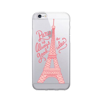 OTM  Prints Clear Phone Case, Paris is always a good idea Pink, iPhone 7/7S (OP-IP7V1CG-A02-32)