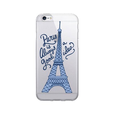 OTM  Prints Clear Phone Case, Paris is always a good idea Blue, iPhone 7/7S (OP-IP7V1CG-A02-33)