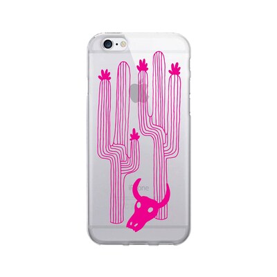 OTM  Prints Clear Phone Case, Saguaro & Skull- Pink, iPhone 7/7S (OP-IP7V1CG-A02-39)