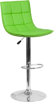 Flash Furniture Green Quilted Vinyl Adjustable Height Barstool with Chrome Base, Set of 2 (2-CH-92026-1-GRN-GG)