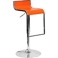 Flash Furniture Orange Plastic Adjustable Height Barstool with Chrome Drop Frame, Set of 2 (2-CH-TC3-1027P-ORG-GG)