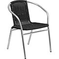 Flash Furniture Black Rattan Commercial Indoor-Outdoor Restaurant Stack Chair, Pack of 4 (4-TLH-020-BK-GG)