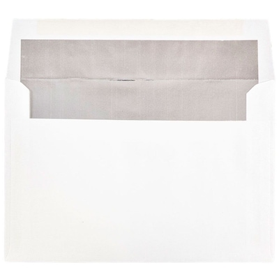 JAM Paper A9 Foil Lined Invitation Envelopes, 5.75 x 8.75, White with Silver Foil, 50/Pack (34078I)