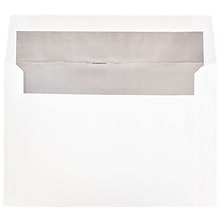 JAM Paper A9 Foil Lined Invitation Envelopes, 5.75 x 8.75, White with Silver Foil, 25/Pack (34078)