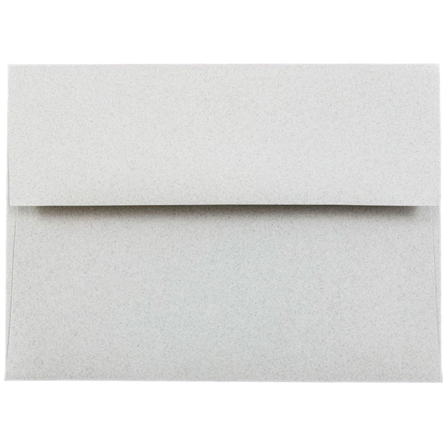 JAM Paper A6 Passport Invitation Envelopes, 4.75 x 6.5, Granite Silver Recycled, 50/Pack (71185I)