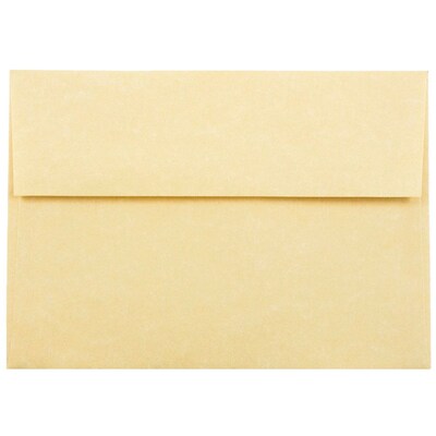 JAM Paper A7 Parchment Invitation Envelopes, 5.25 x 7.25, Antique Gold Recycled, 50/Pack (78758I)