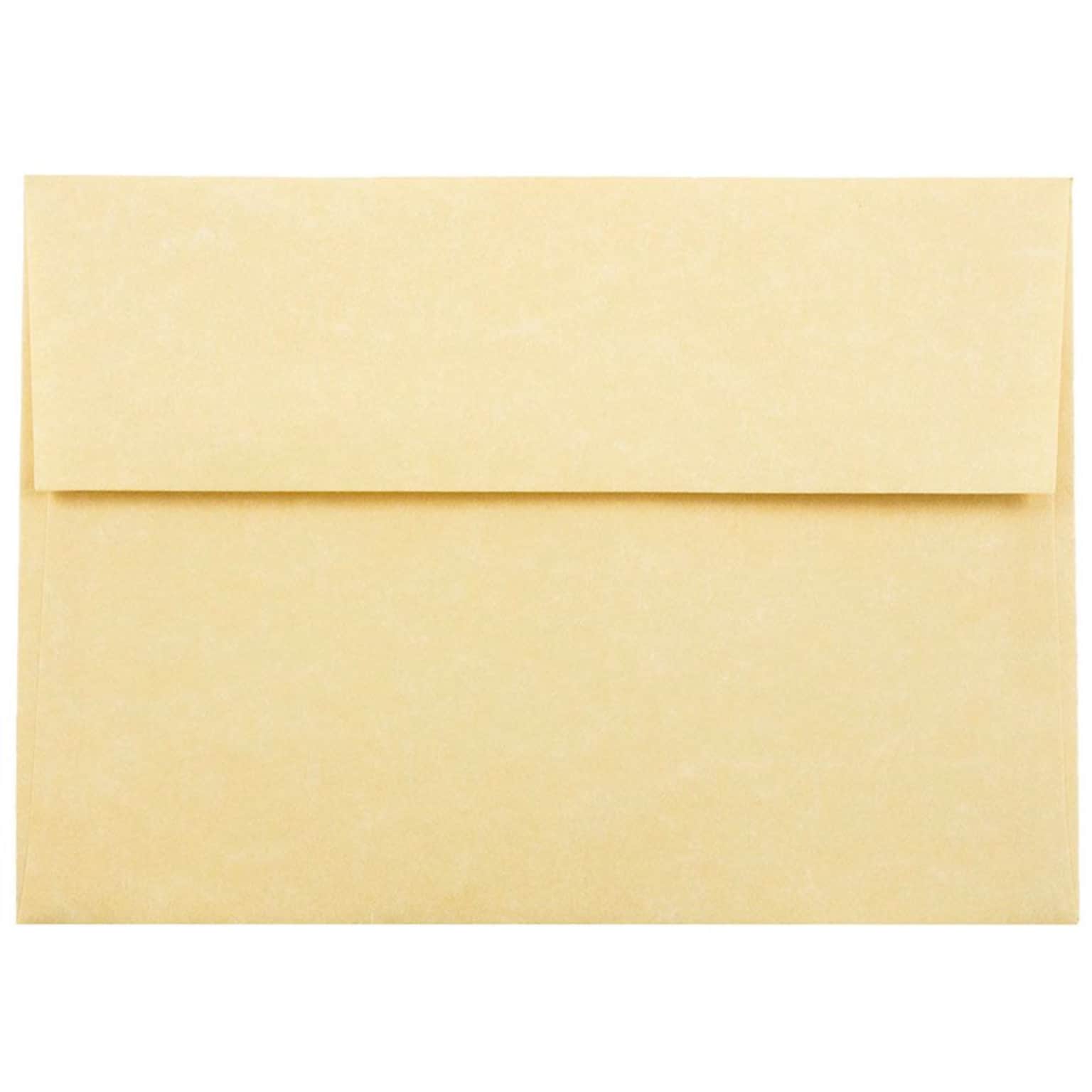 JAM Paper A7 Parchment Invitation Envelopes, 5.25 x 7.25, Antique Gold Recycled, Bulk 250/Box (78758H)