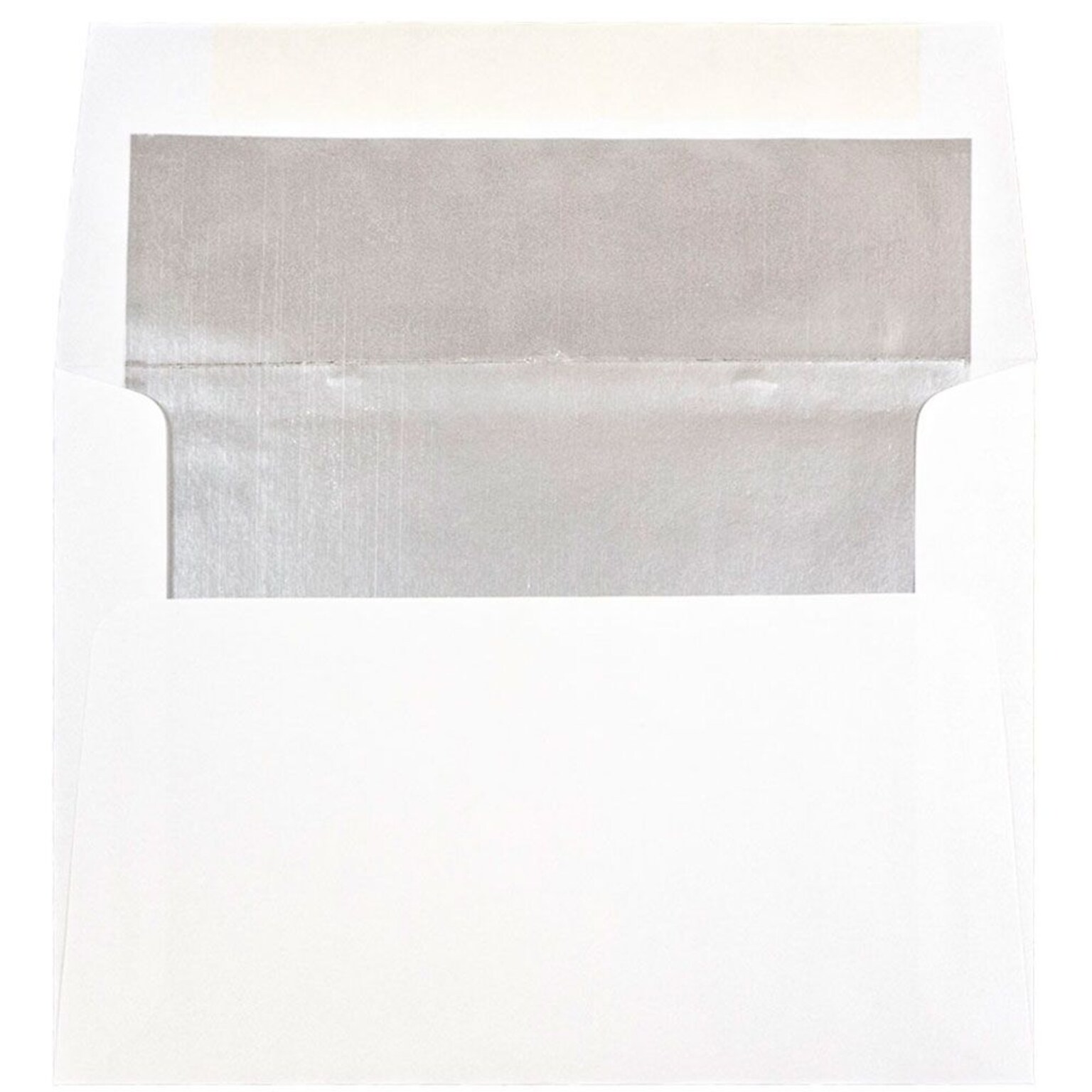 JAM Paper A6 Foil Lined Invitation Envelopes, 4.75 x 6.5, White with Silver Foil, Bulk 250/Box (82927H)