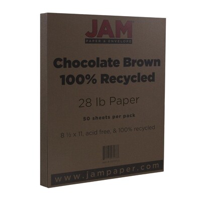 JAM Paper Matte 8.5 x 11 Colored Paper, 28 lbs., Chocolate Brown Recycled, 50 Sheets/Pack (233723)
