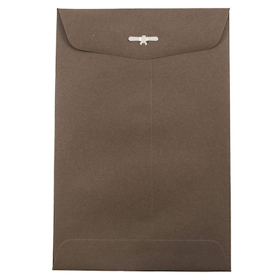 JAM Paper 6 x 9 Open End Catalog Envelopes with Clasp Closure, Chocolate Brown Recycled, 10/Pack (