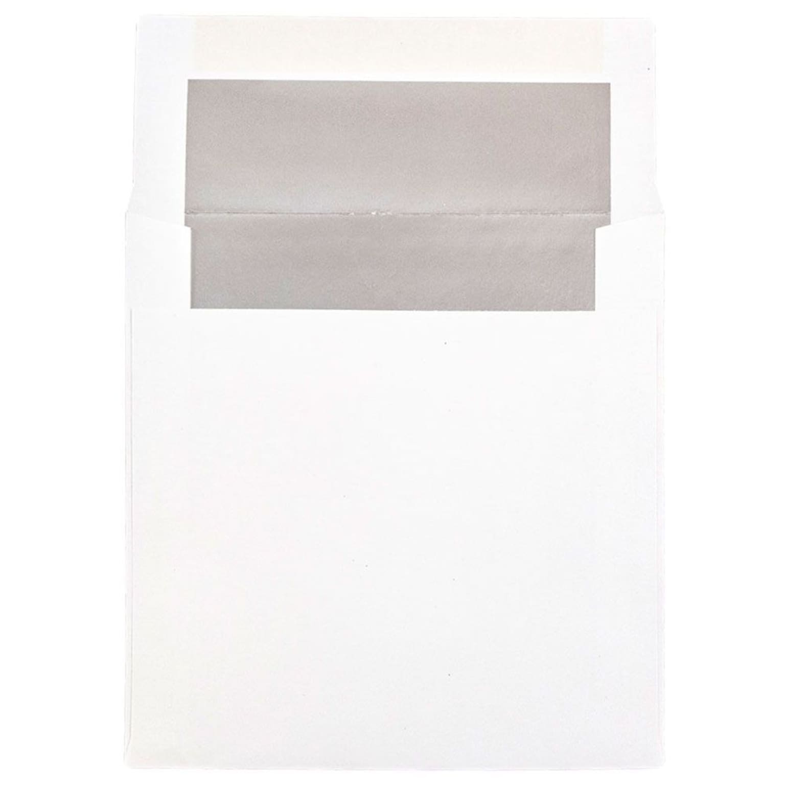 JAM Paper 6 x 6 Square Foil Lined Invitation Envelopes, White with Silver Foil, 25/Pack (3244688)