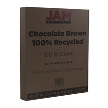 JAM Paper 100 lb. Cardstock Paper, 8.5 x 11, Chocolate Brown, 50 Sheets/Pack (8109252)