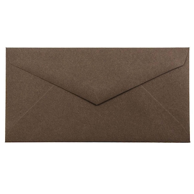 JAM Paper Monarch Open End Invitation Envelope, 3 7/8" x 7 1/2", Chocolate Brown, 50/Pack (34097602I)