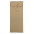 JAM Paper #10 Policy Envelopes with Button and String Closure, 4 1/8 x 9 1/2, Brown Kraft Paper Ba