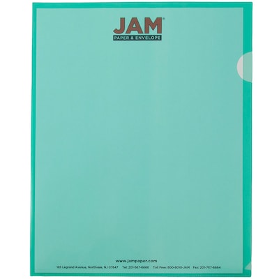 JAM Paper® Plastic Sleeves, 9 x 12, Green, 12/Pack (226325846)