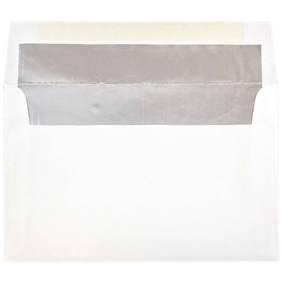 JAM Paper A10 Foil Lined Invitation Envelopes, 6 x 9.5, White with Silver Foil, 50/Pack (900905601I)