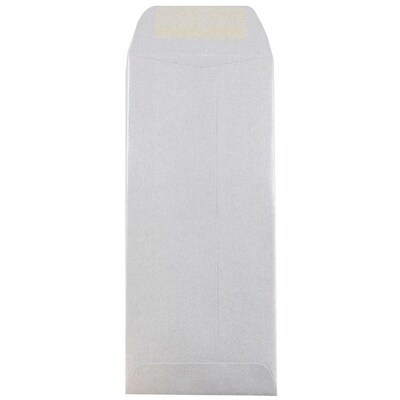 JAM Paper Open End #10 Currency Envelope, 4 1/8" x 9 1/2", Silver Stardream, 50/Pack (900905922I)